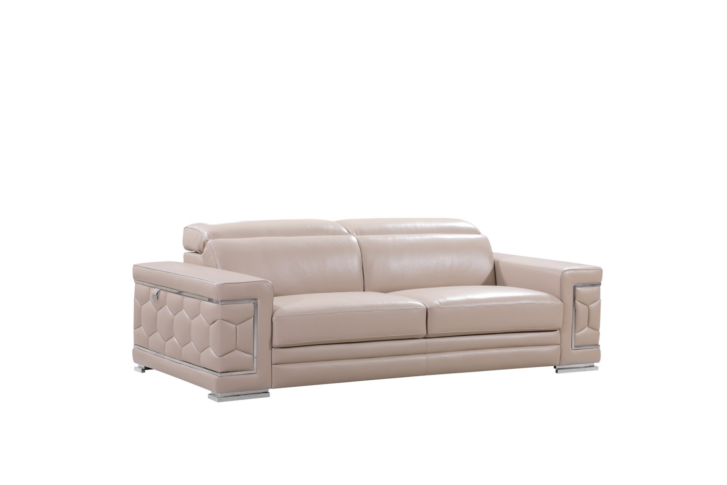 29" to 38" Modern Beige Leather Sofa