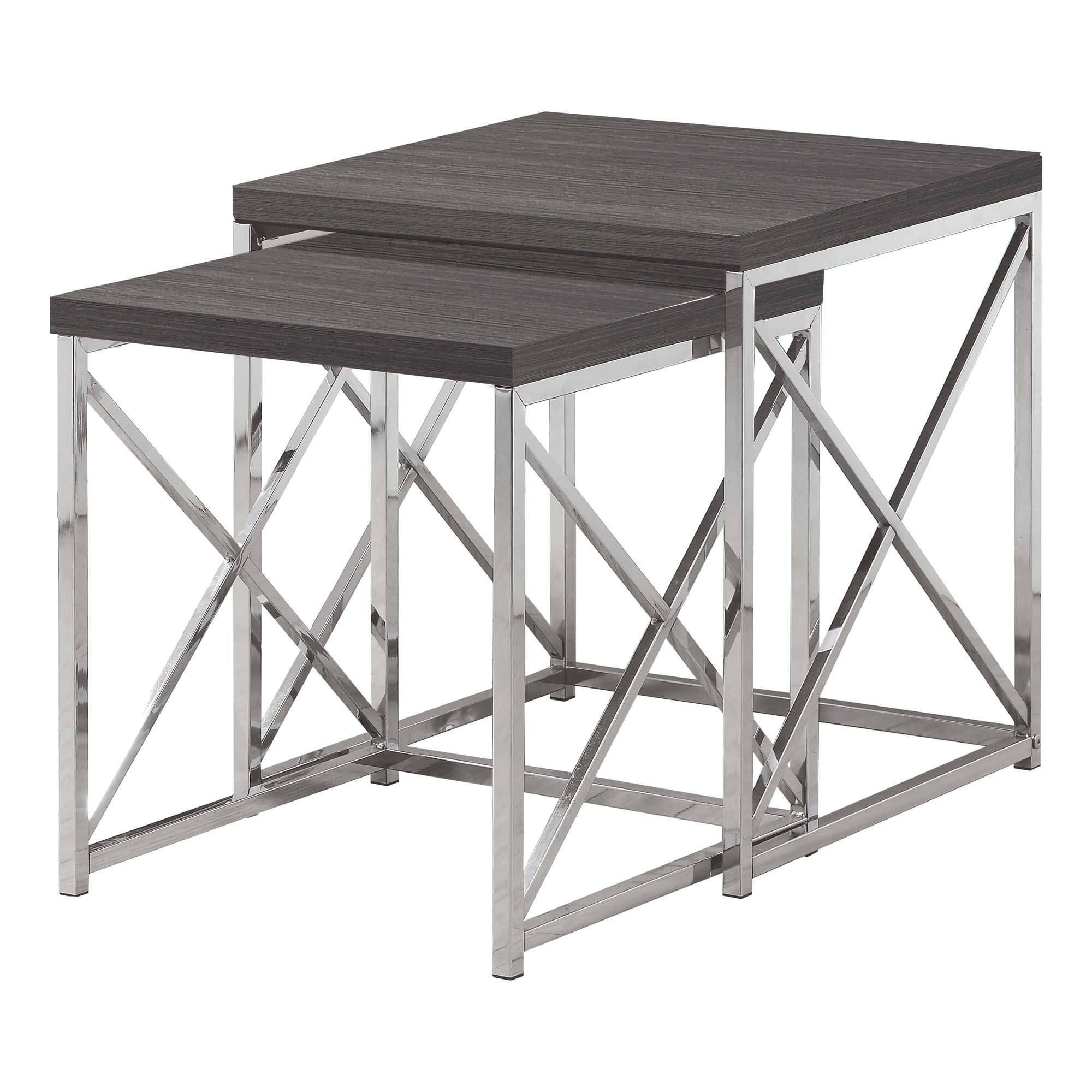 37.25" x 37.25" x 40.5" Grey Particle Board Metal 2pcs Nesting Table Set