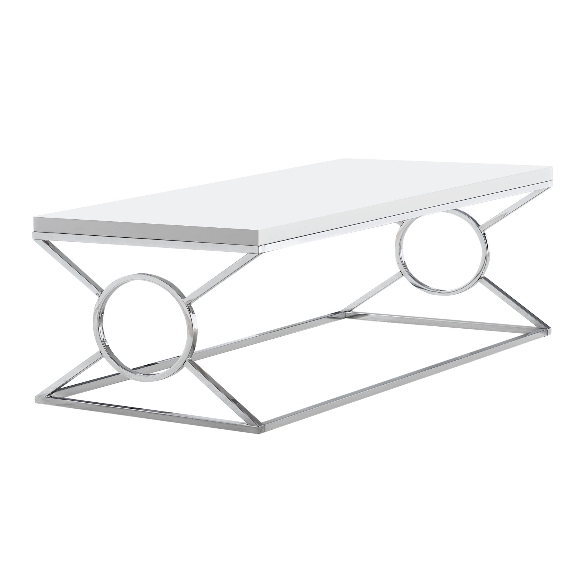 22" x 44" x 18.5" White Metal Coffee Table