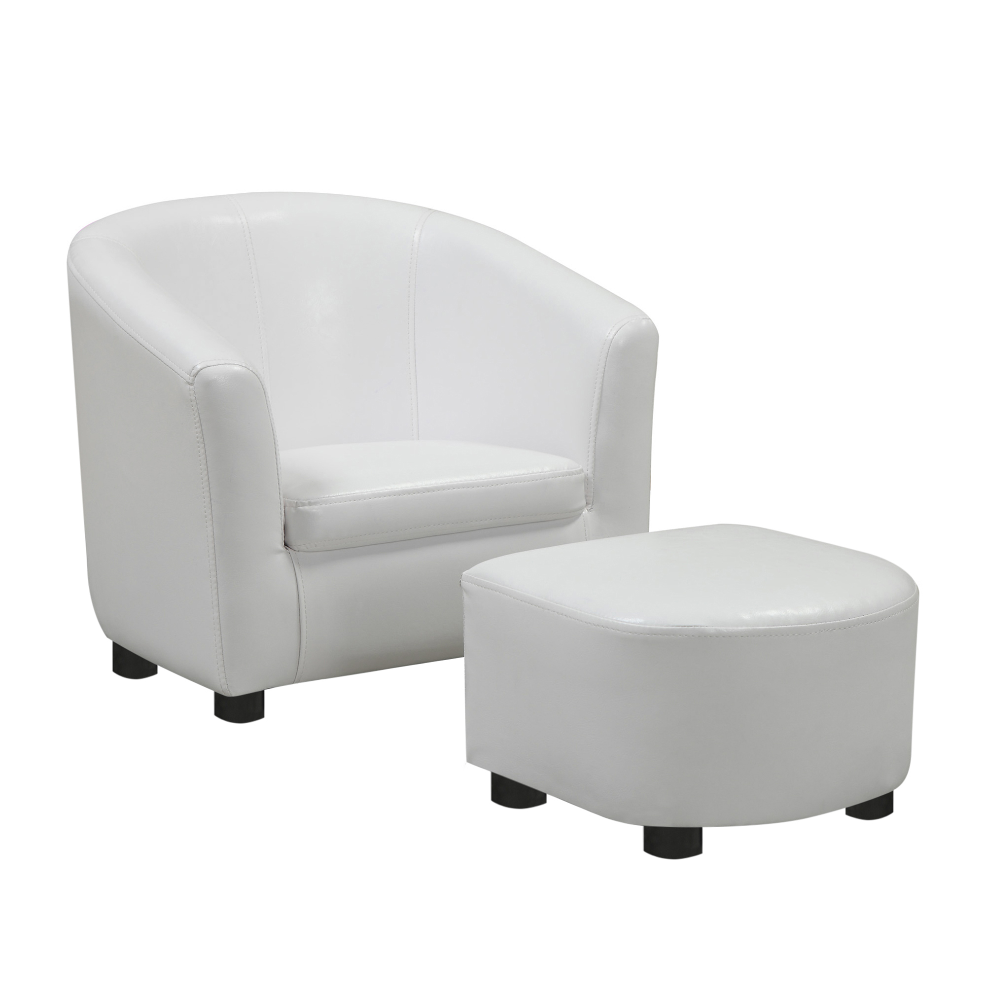 30.5" x 33" x 26" White Leather Look Fabric Chair Set of 2