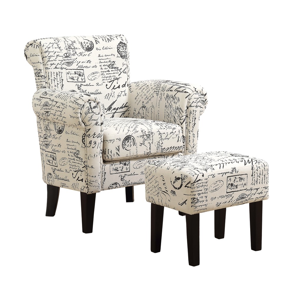 42" x 51" x 51.5" Beige and Black Cotton Linen Foam and Solid Wood Accent - Chair Set of 2
