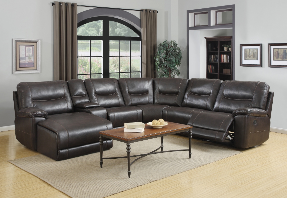 251'' X 41'' X 40'' Modern Dark Brown Leather Sectional