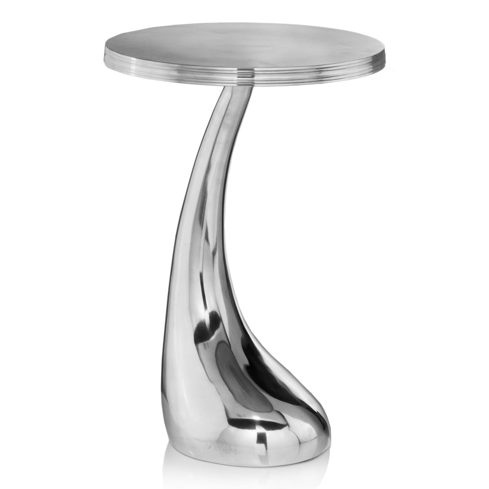 Buffed Aluminum Curve Side End Table