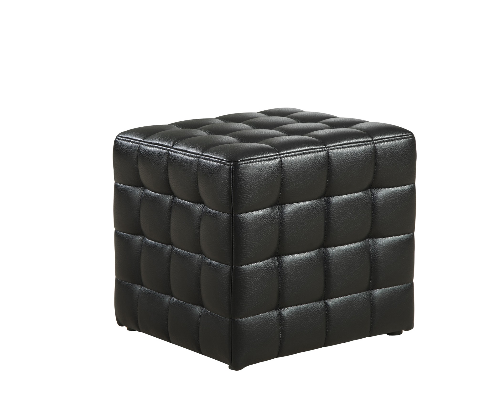 16.75" x 16.75" x 17" Black Leather Look Fabric Ottoman