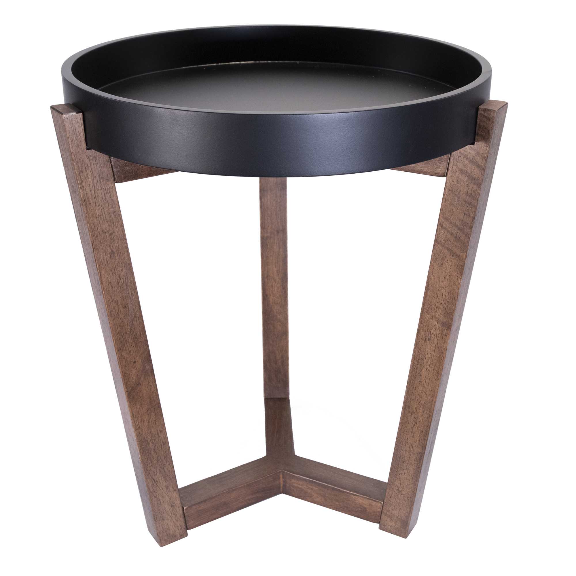 16" X 16" X 20" Black & Mocha Solid Wood Round Table