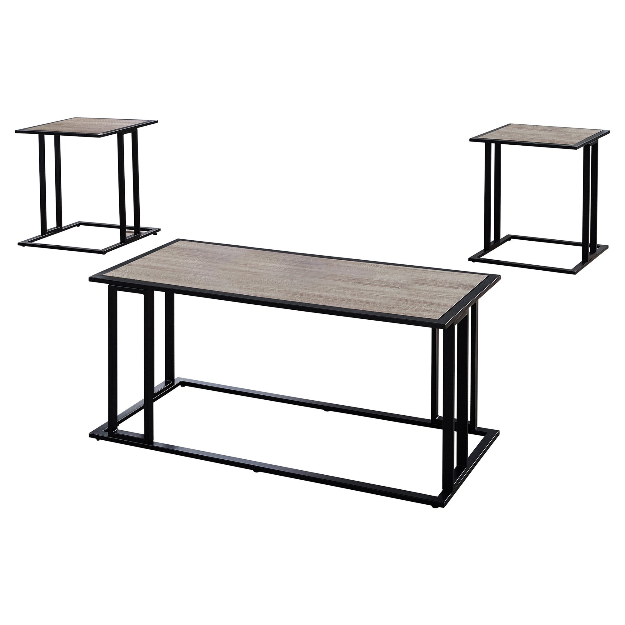 Dark Taupe Black Metal Table Set - 3Pcs Set