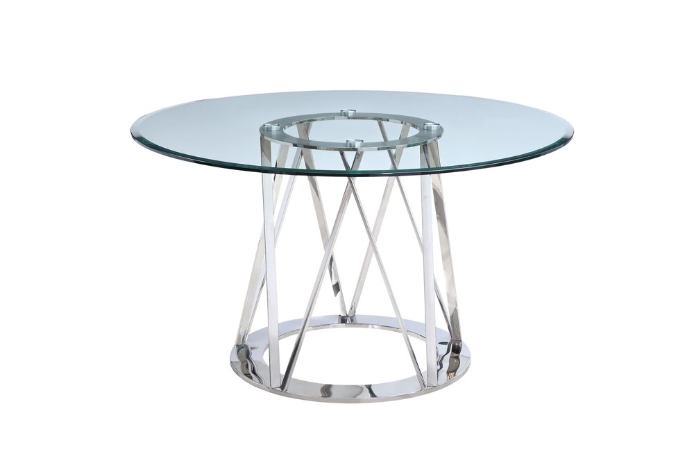 51" X 51" X 29" Clear Glass Round Dining Table