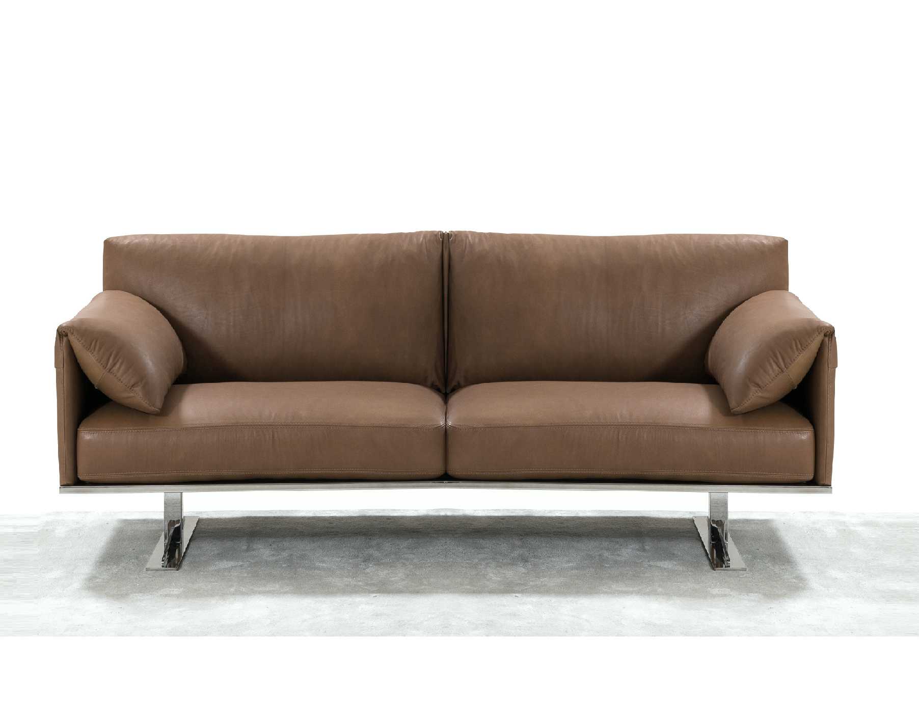 72" X 37" X 31" Taupe Grain Leather Love Seat