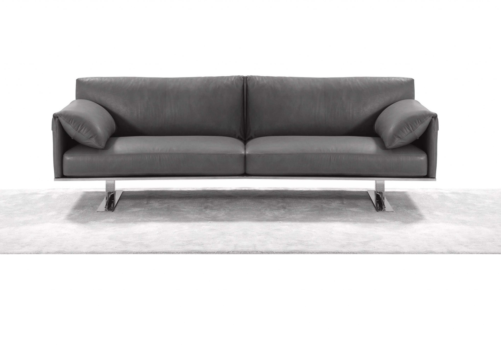 84" X 37" X 31" Gray Leather Sofa
