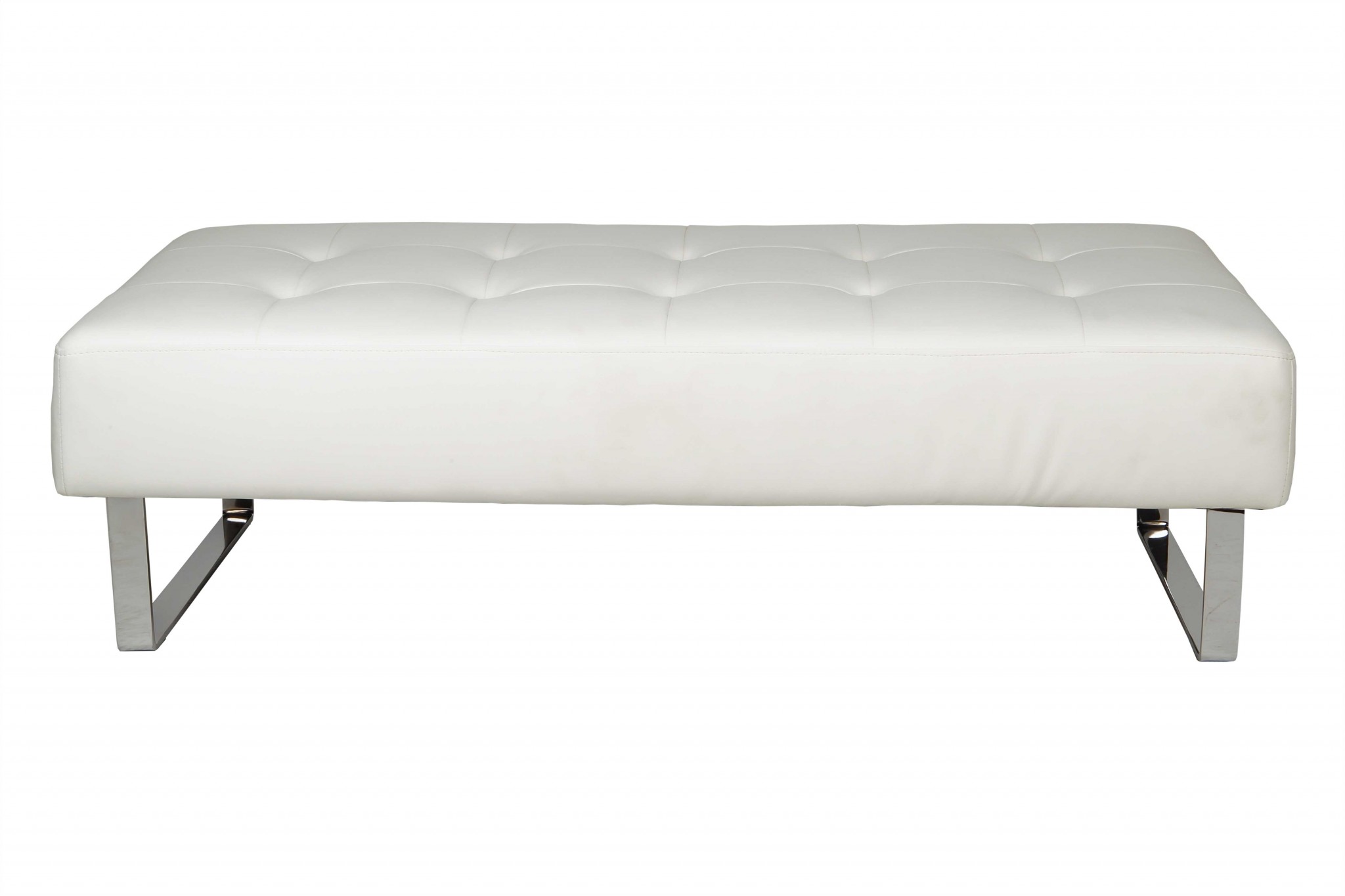 52" X 24" X 16" White Faux Leather Bench