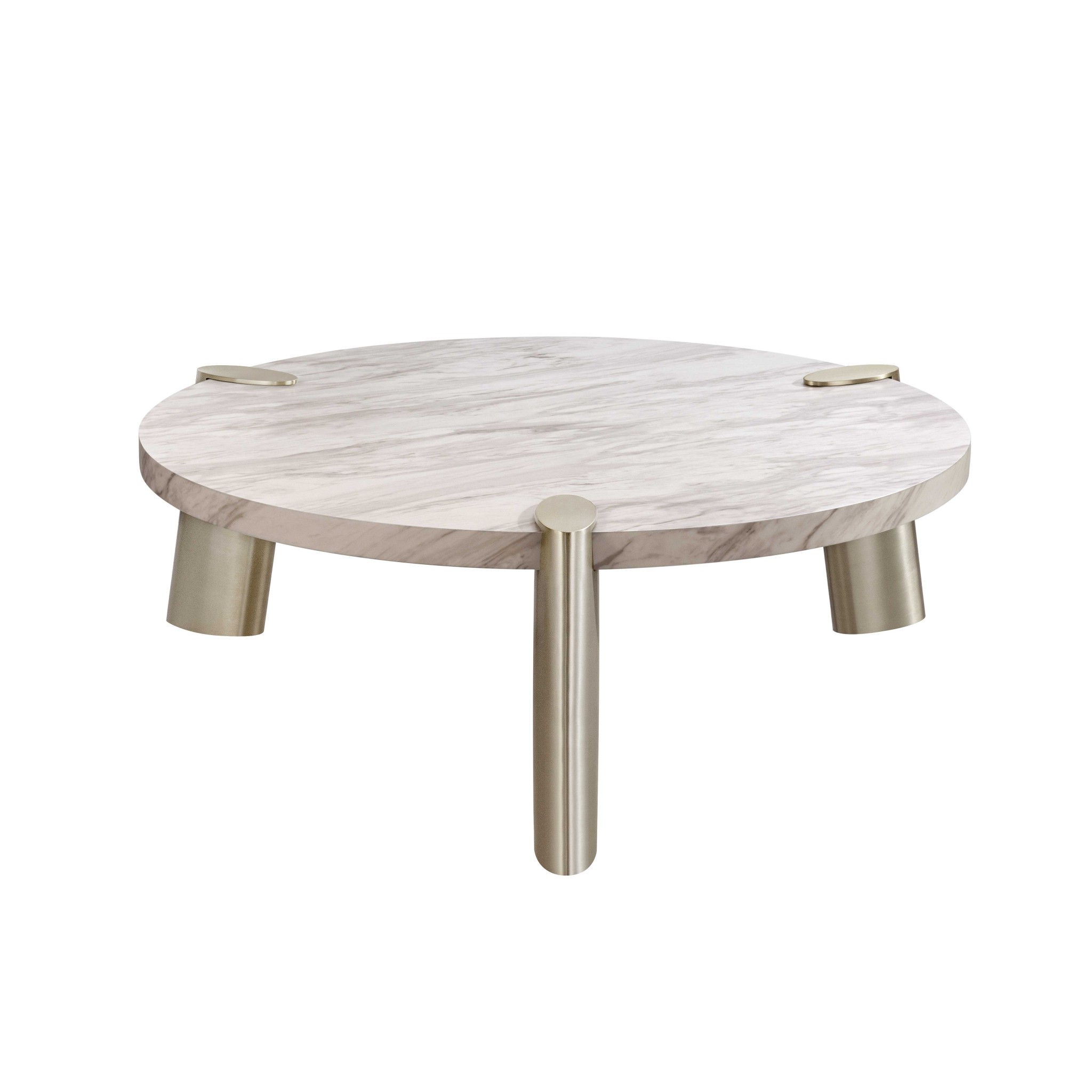 48" X 48" X 17" White Marble Coffee Table