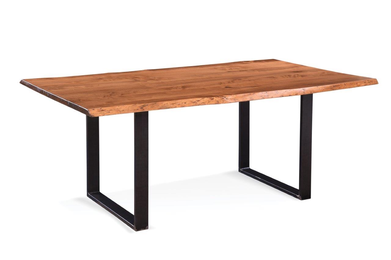 Natural Live Edge Cherry Wood And Black Steel Dining Table