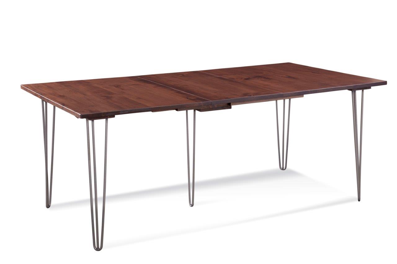 84" X 42" X 30" Deep Maple And Steel Dining Table with Two 12" Leaves