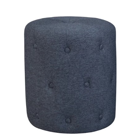Modern Blue Tufted Fabric Upholstered Pouf