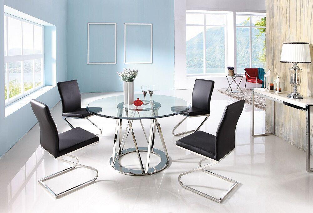 51" x 51" x 29" Polished Stainless Steel Round Dining Table