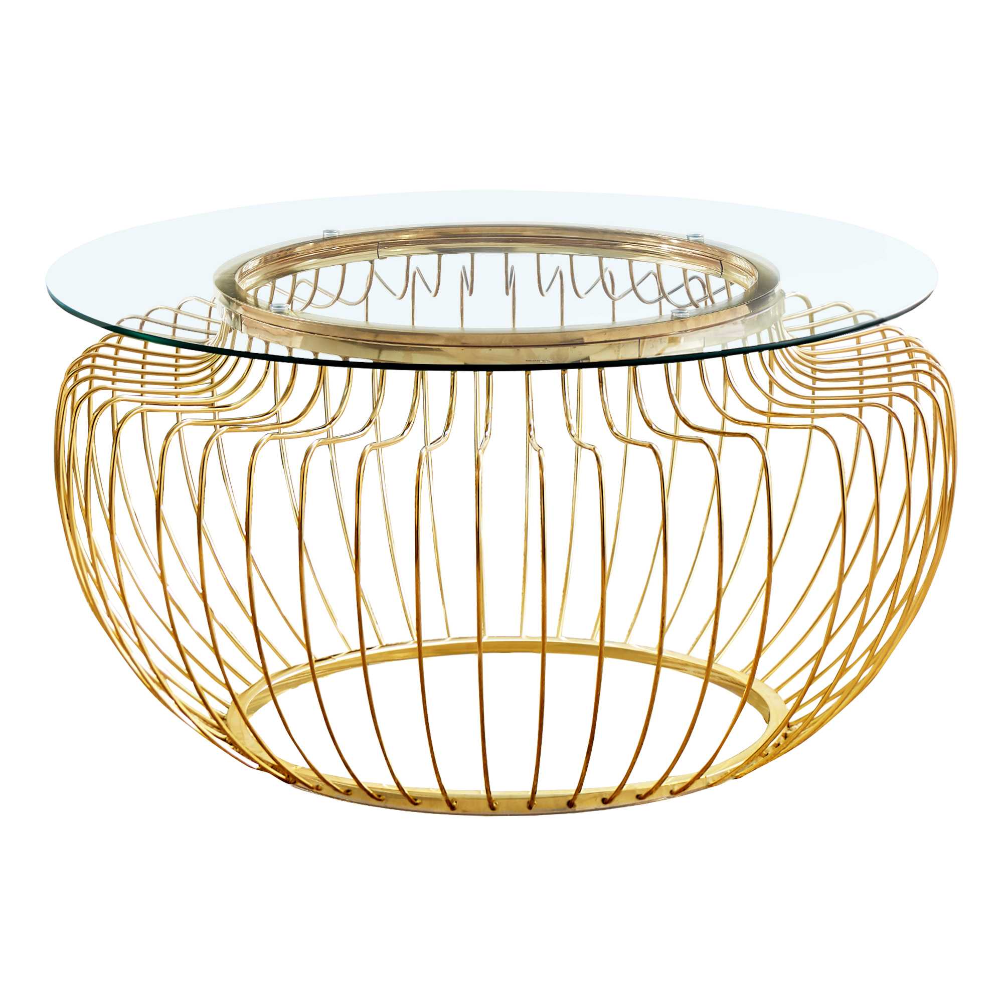 Round Gold Metalwith Tempered Glass Coffee Table