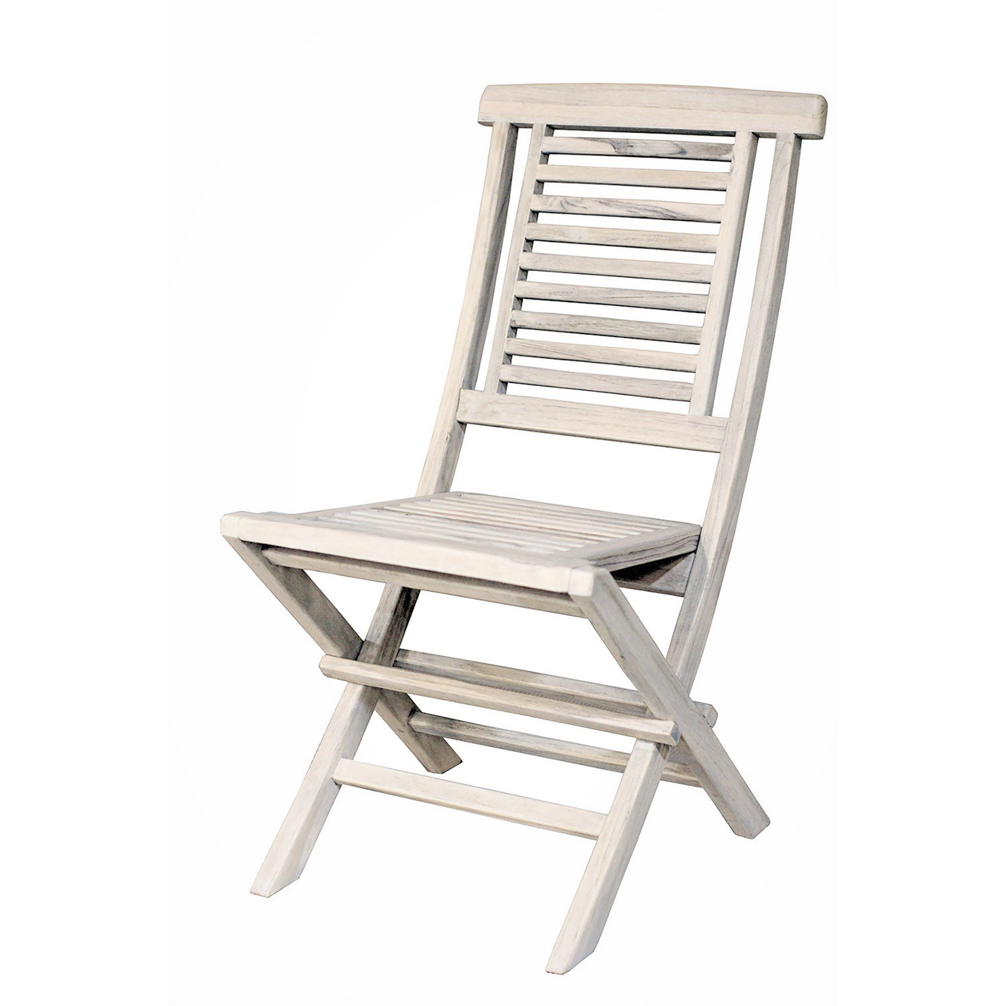 Compact Teak Folding Chair in Driftwood Finish