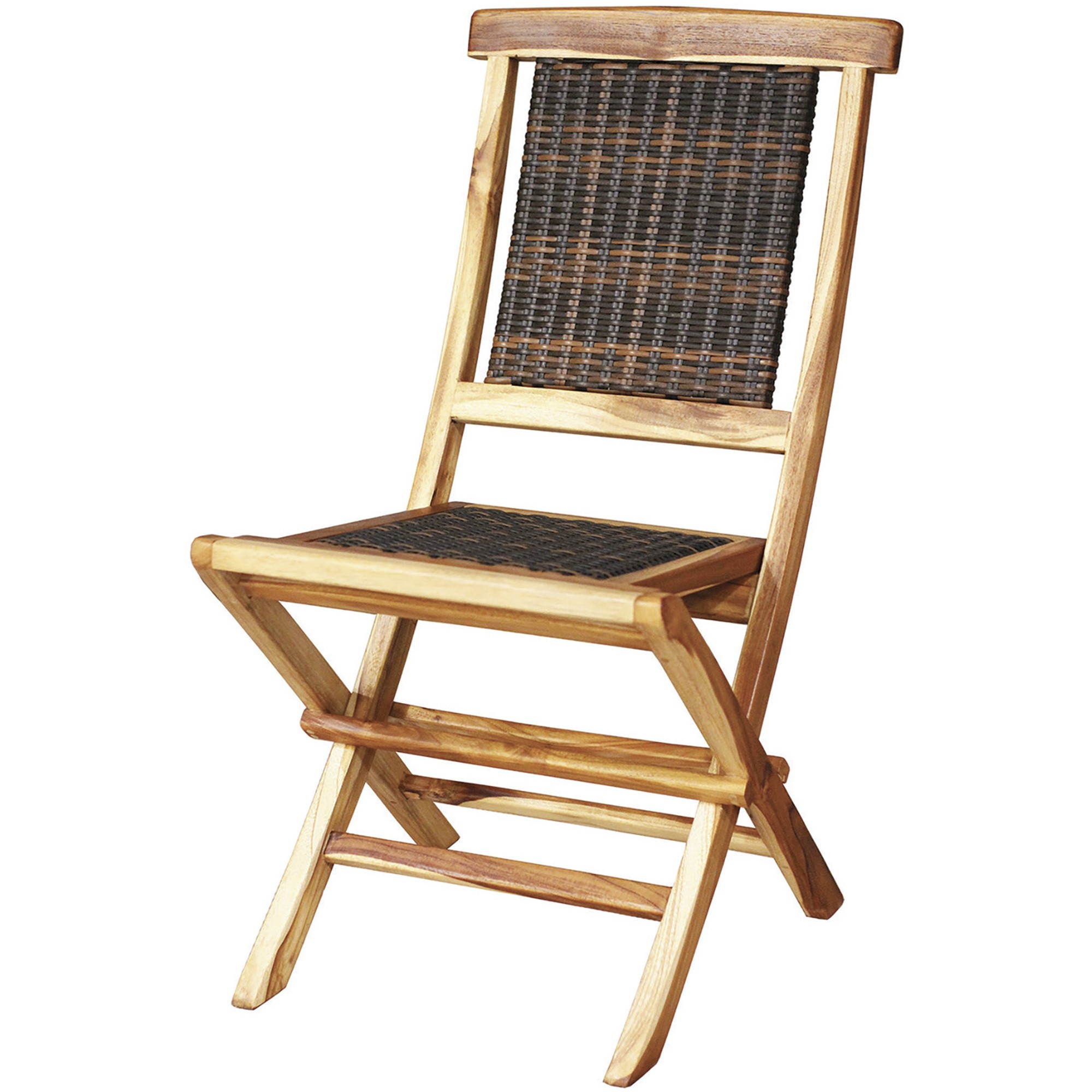 Compact Teak Folding Chair wRattan in natural Finish