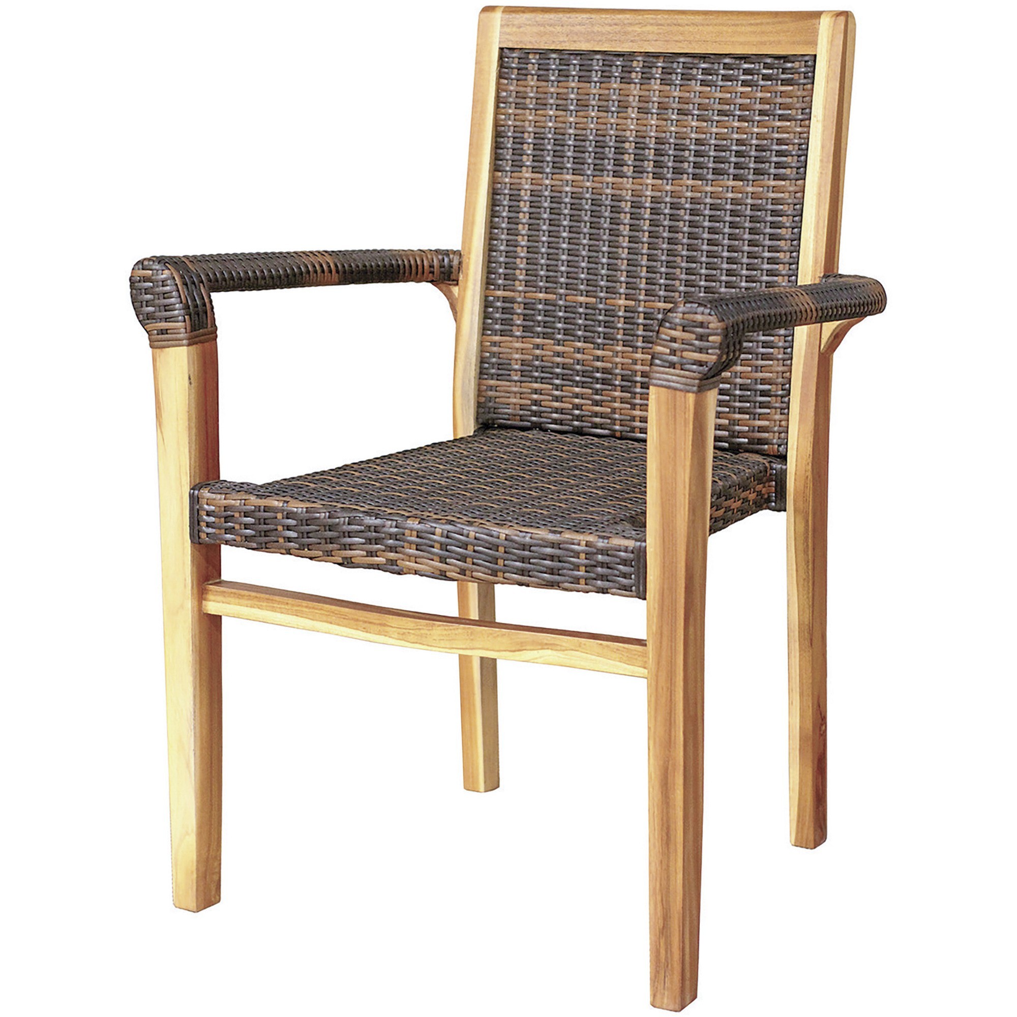 Compact Teak Arm Chair with Rattan in Natural Finish