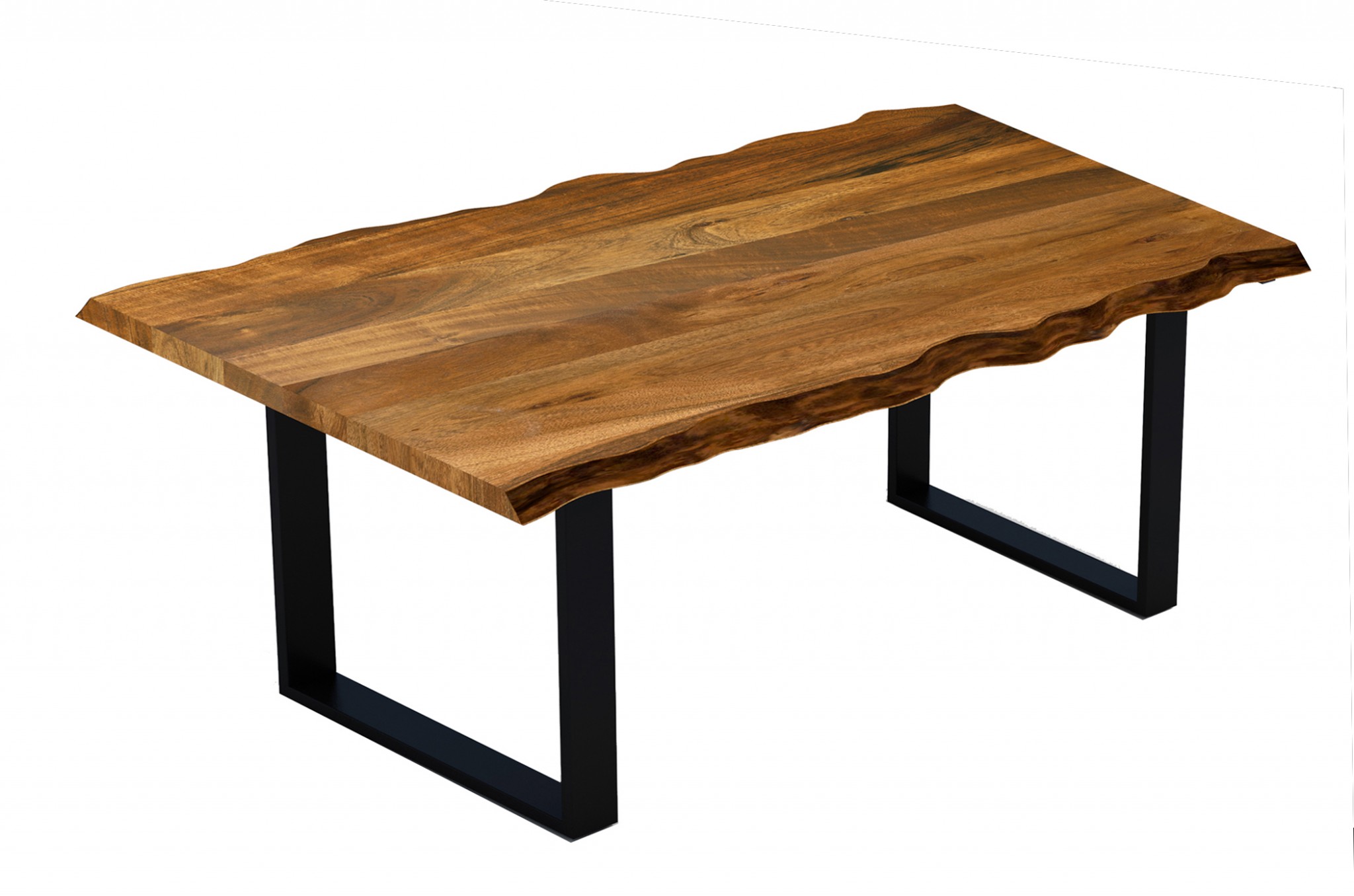 Live Edge Acacia Wood Dining Table with Black Metal Legs