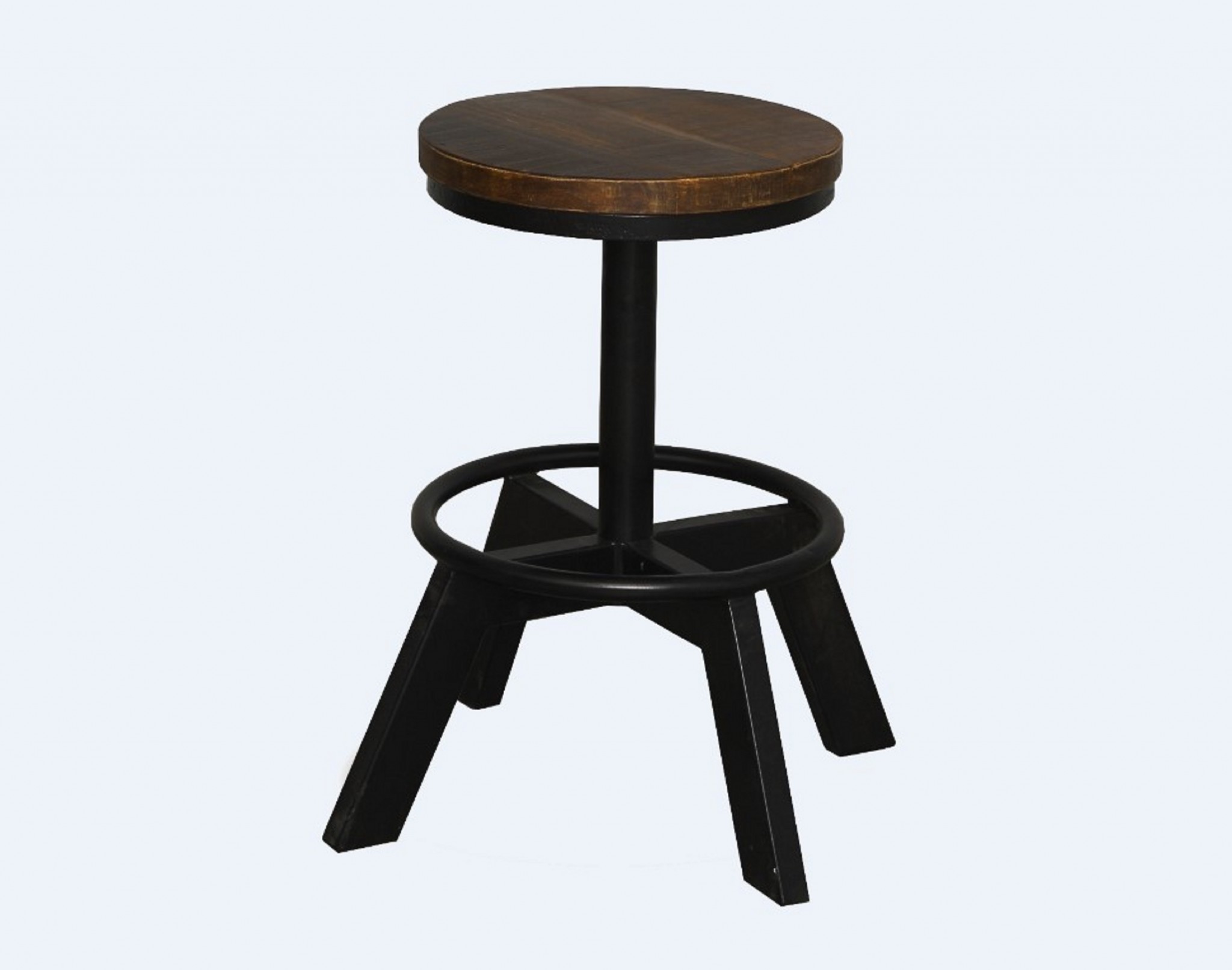 Mango Wooden Seat with Black Bar Stool