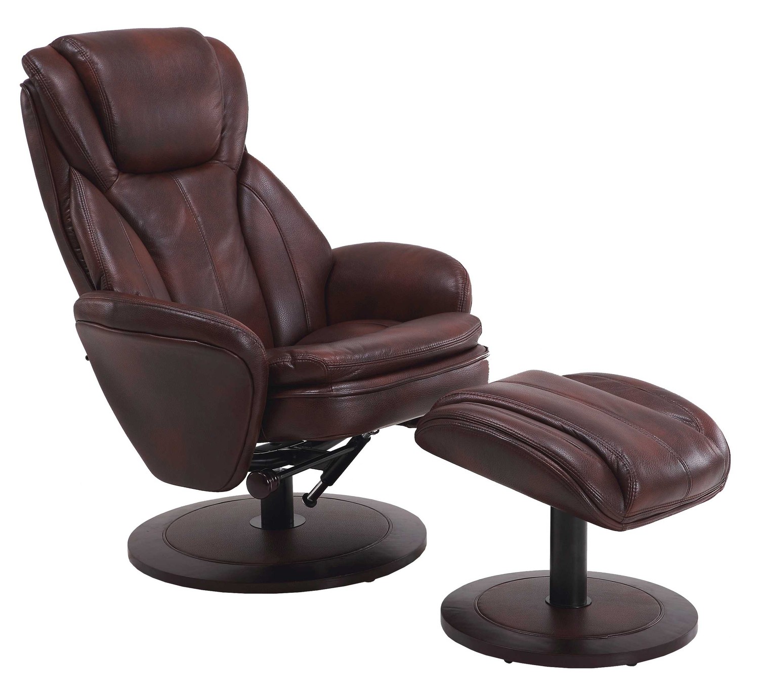Comfy Dark Brown Faux Leather Recliner and Ottoman Set