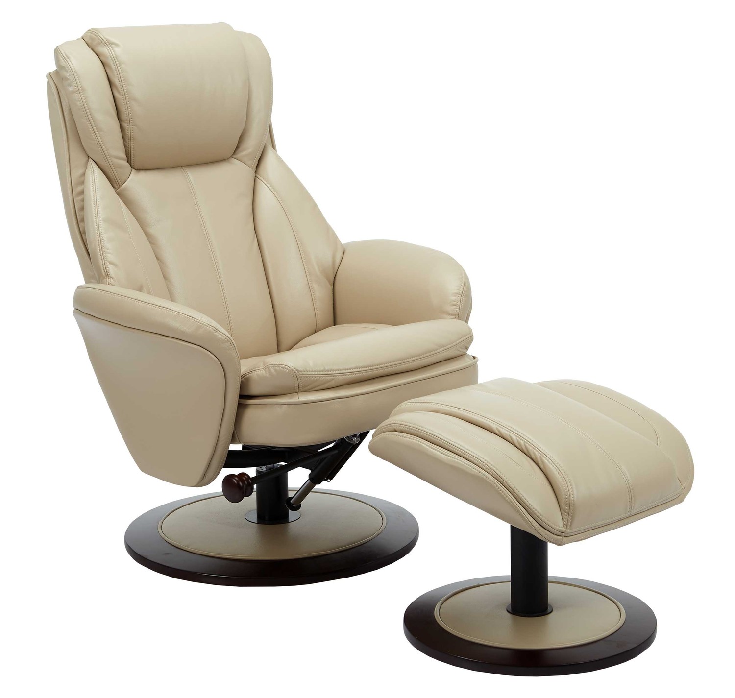 Comfy Tan Faux Leather Recliner and Ottoman Set