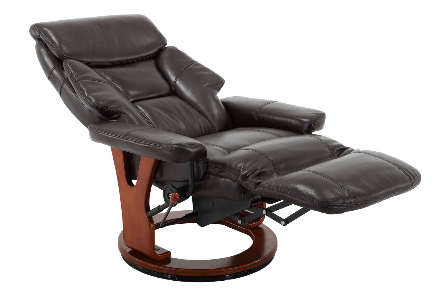 Dark Brown Soft Faux Leather Swivel Recliner Chair