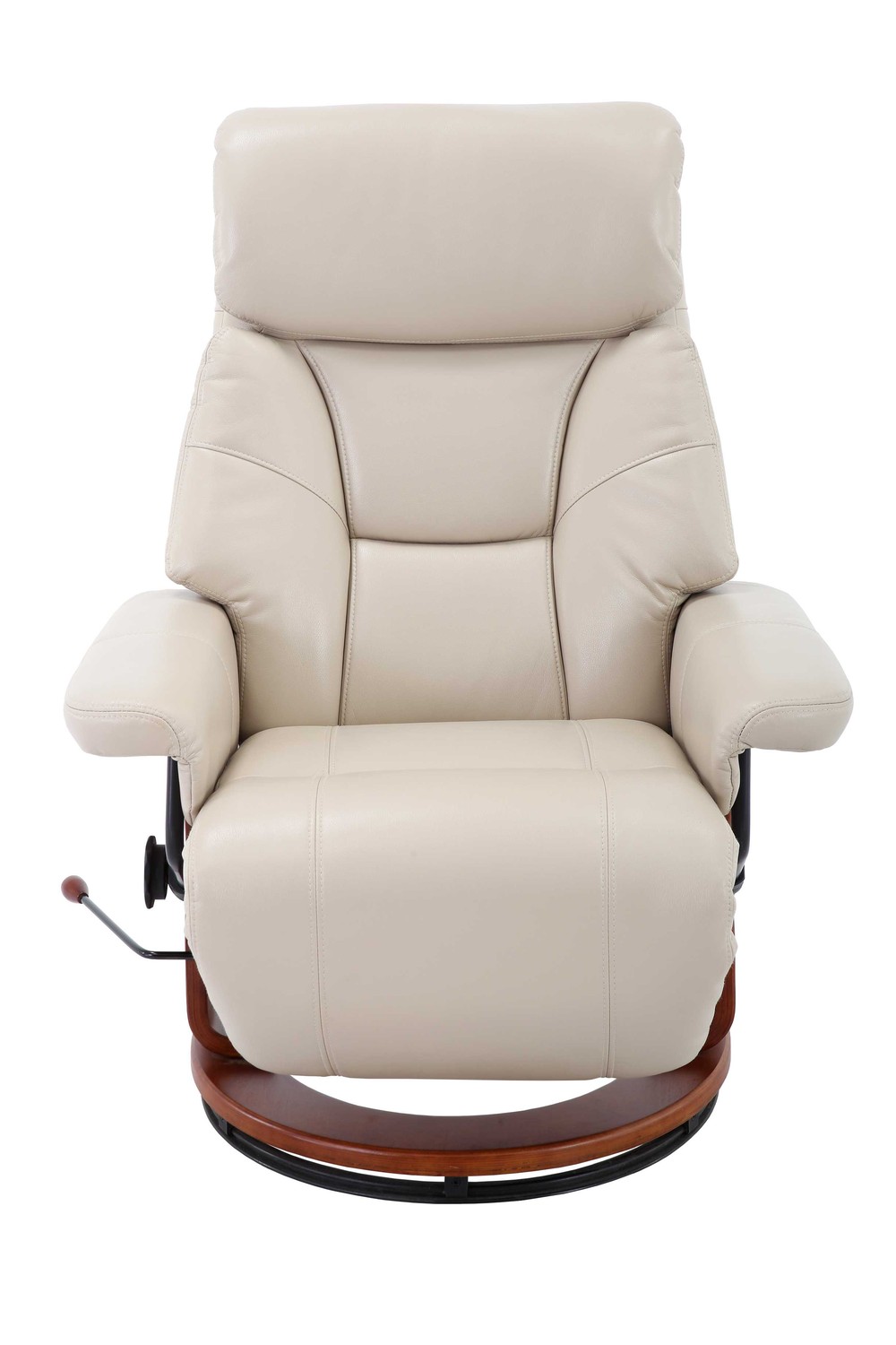 Off White Soft Faux Leather Swivel Recliner Chair