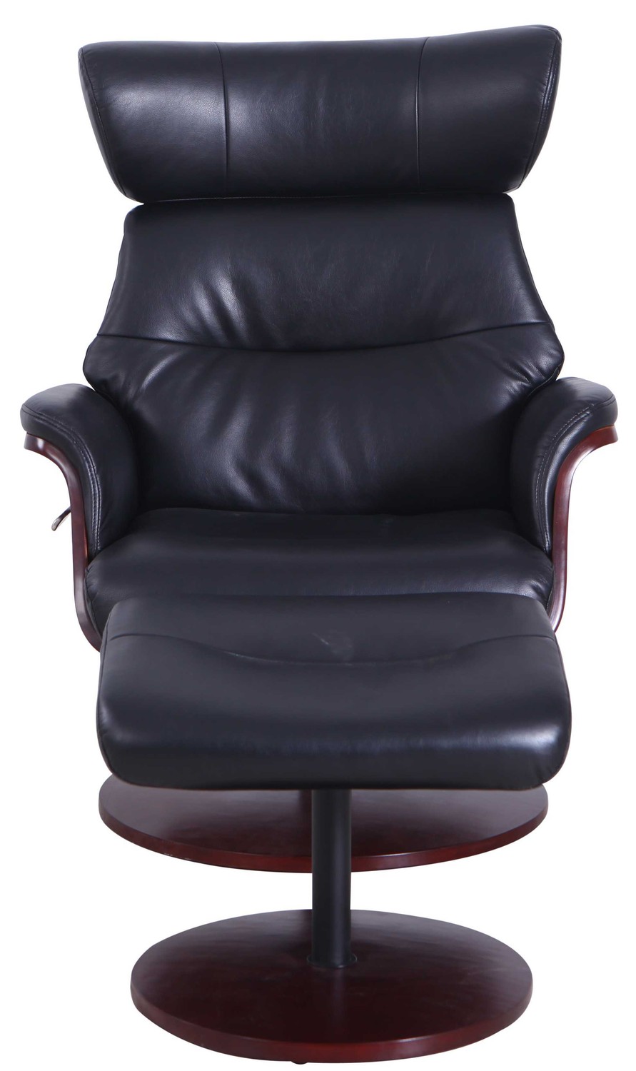 Black Onyx Faux Leather Memory Foam Recliner and Ottoman Set