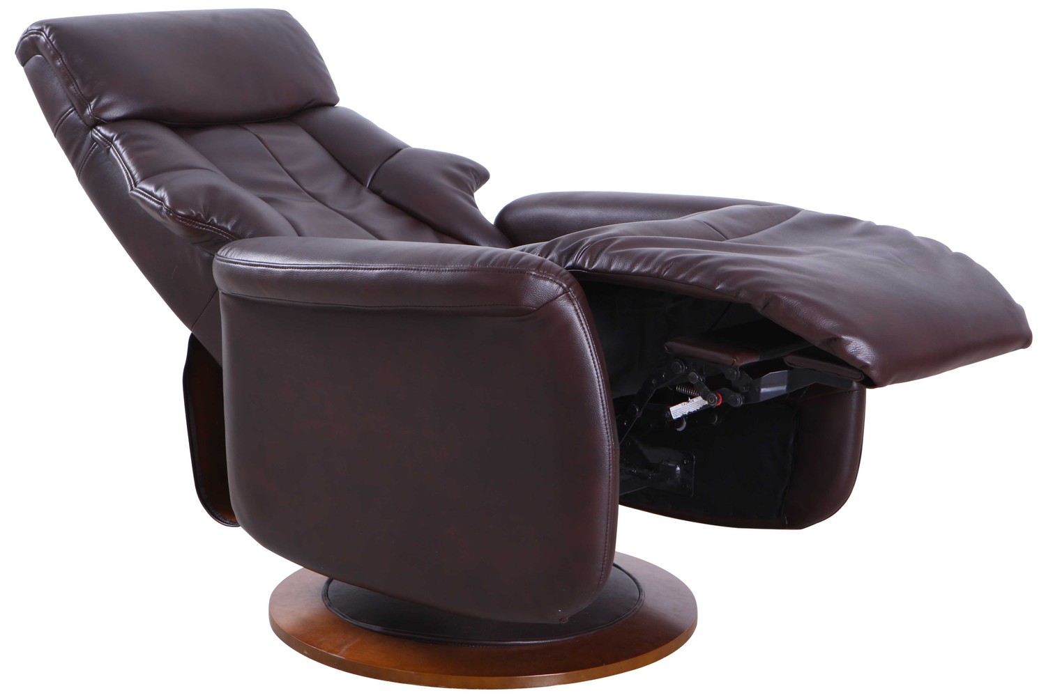 Contemporary Design Brown Faux Leather Swivel Recliner Chair
