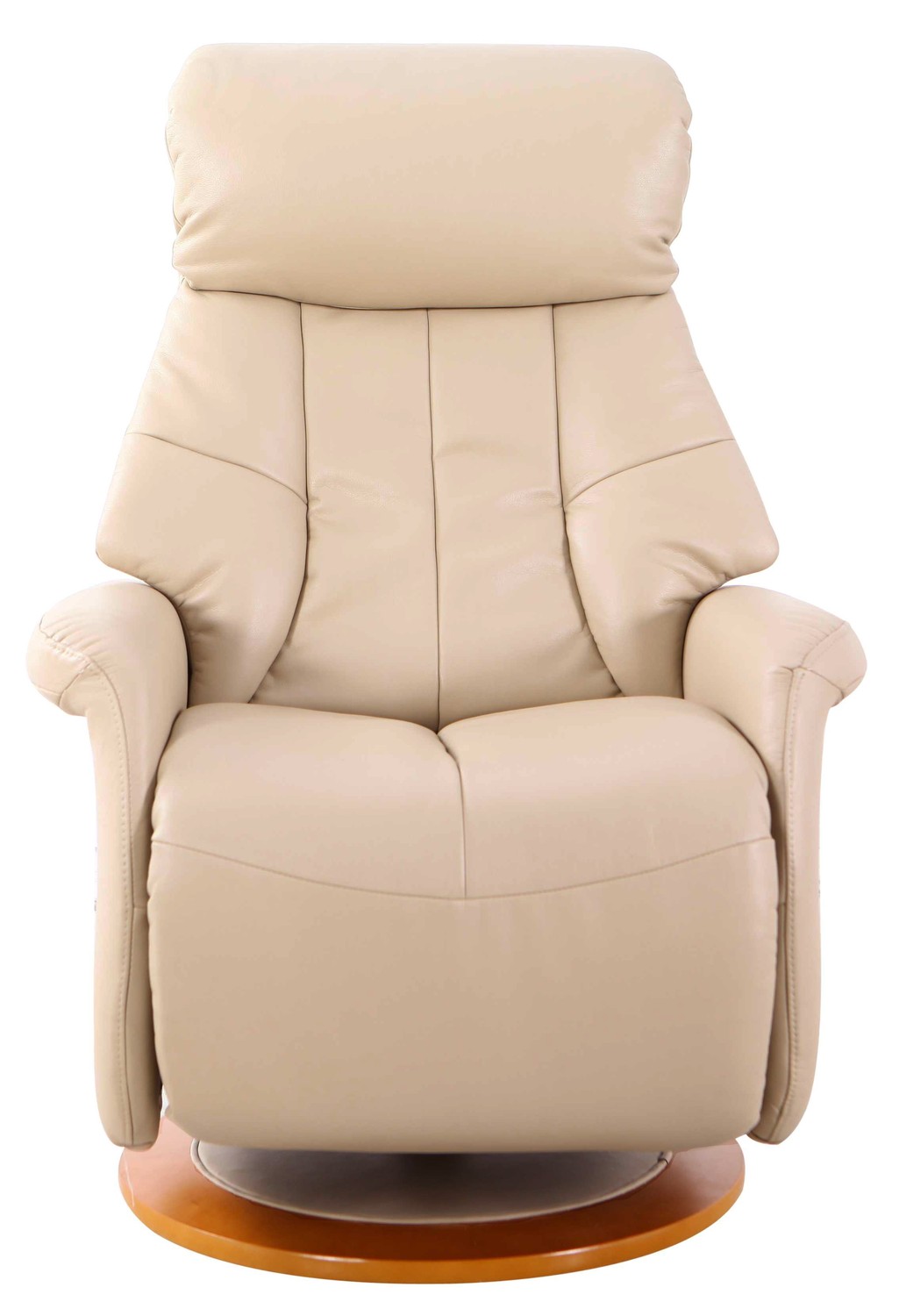 Contemporary Design Light Tan Faux Leather Swivel Recliner Chair