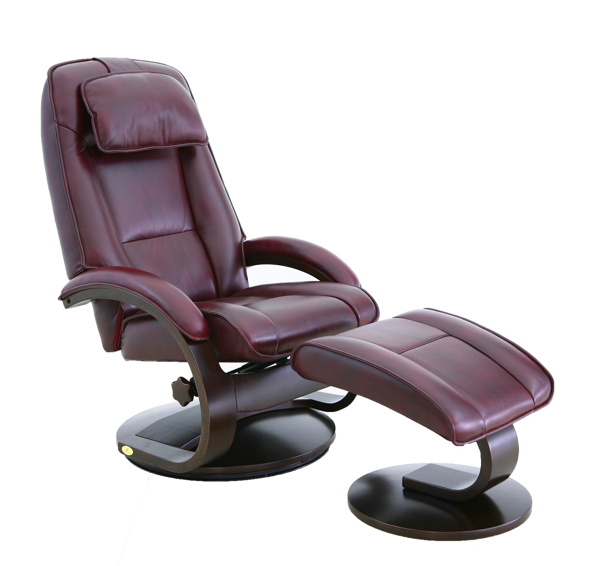 Burgundy Fabric Recliner chair and Ottoman Set
