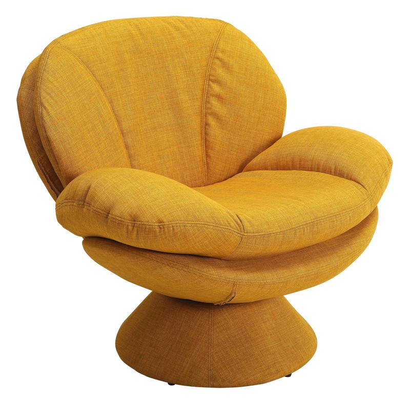 Yellow Straw Fabric Swivel Accent Chair