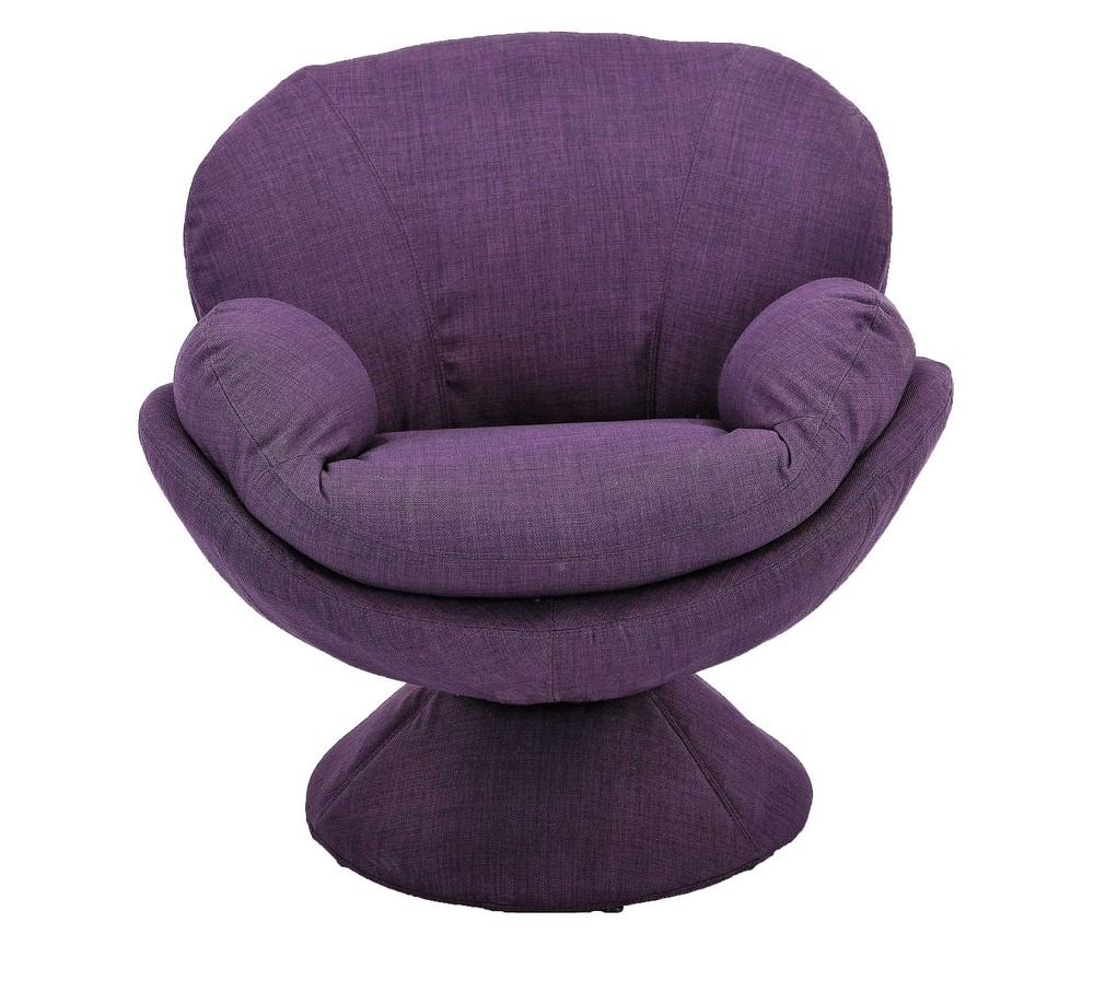 Purple Fabric Swivel Accent Chair