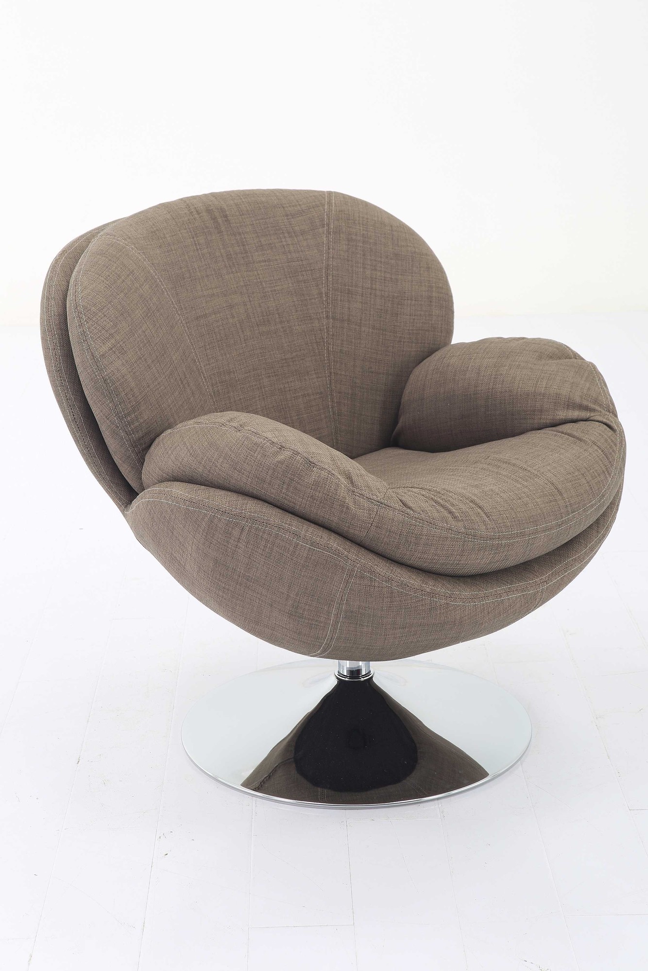 Khaki Tan Fabric Swivel Accent Chair