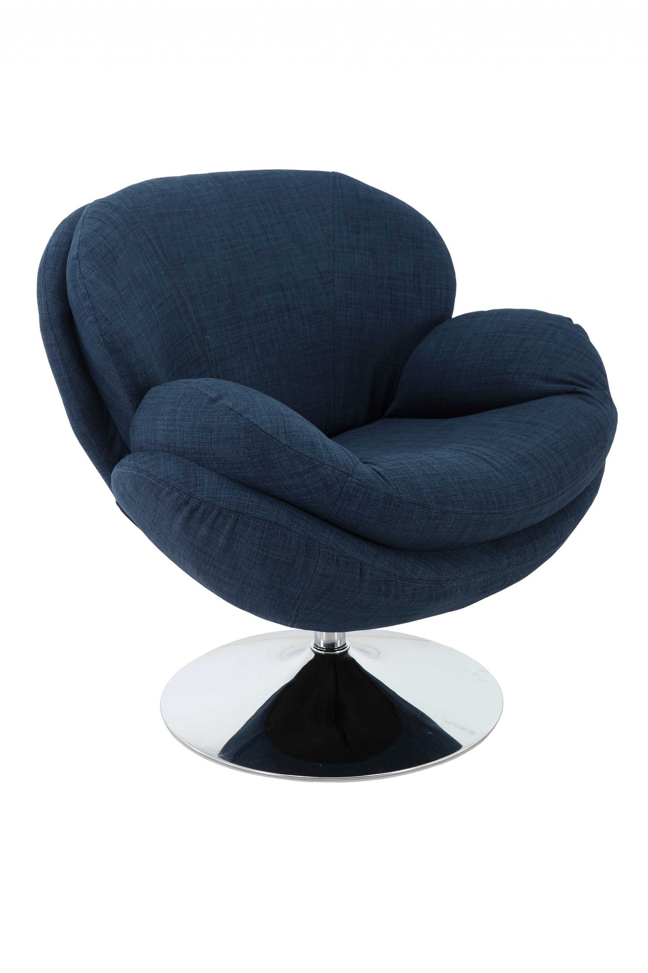 Denim Blue Fabric Swivel Accent Chair