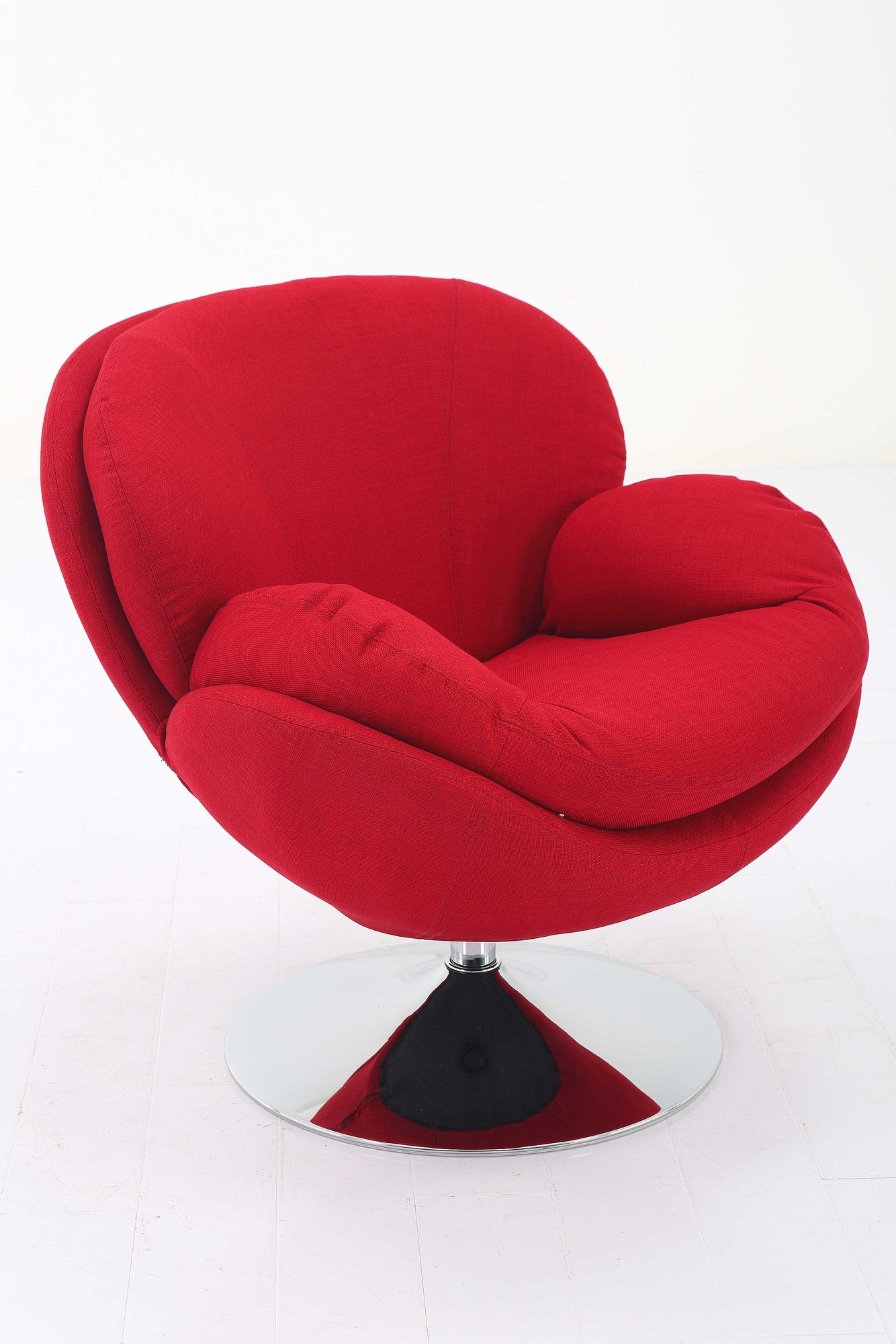 Red Fabric Swivel Accent Chair