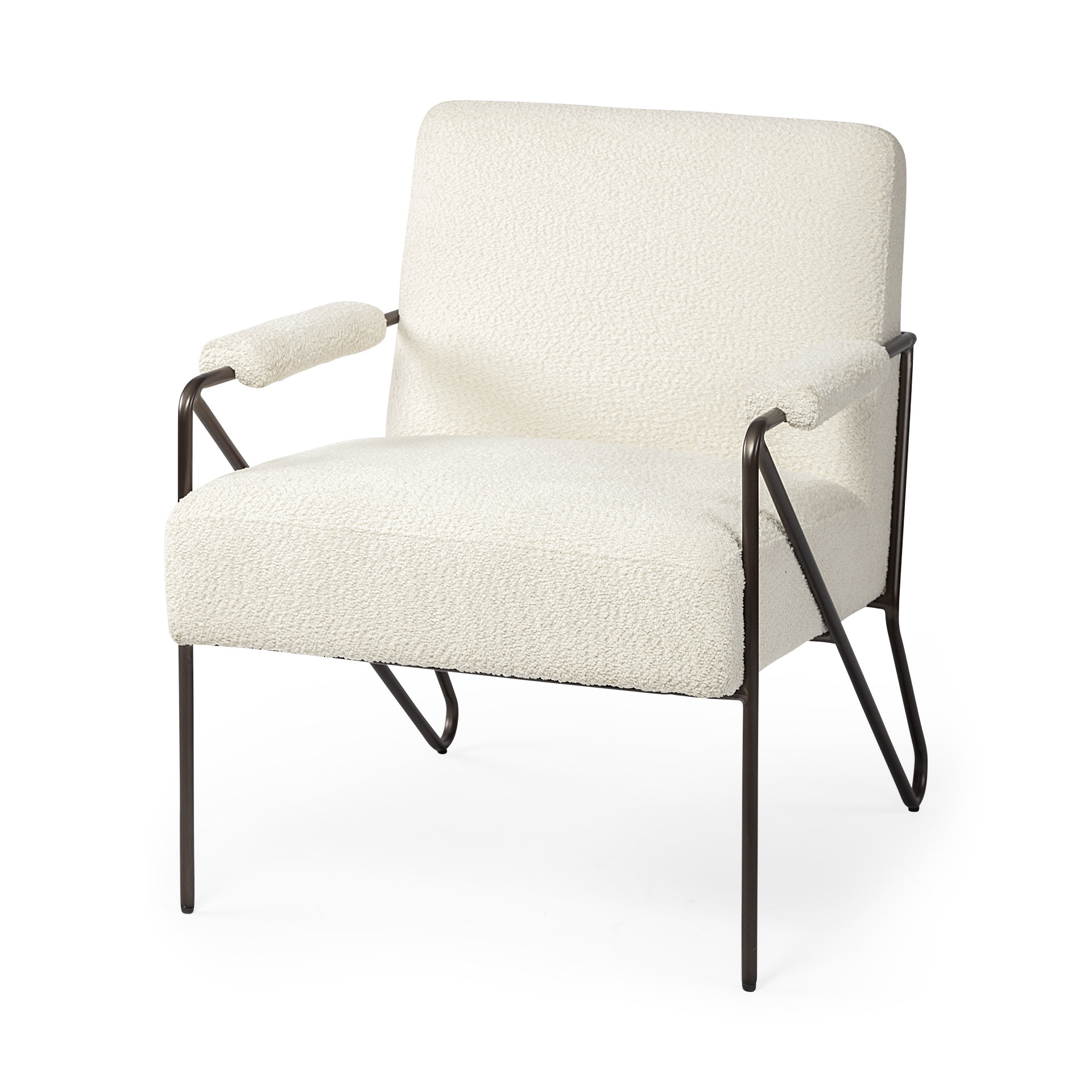 Off White Fabric Wrap Accent Chair with Metal Frame