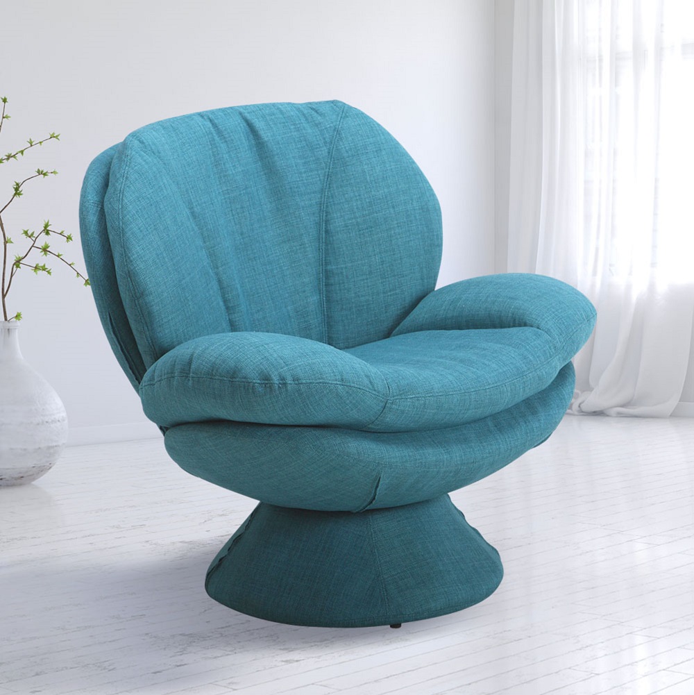 Comfy Turquoise Swivel Wing Arms Accent Chair