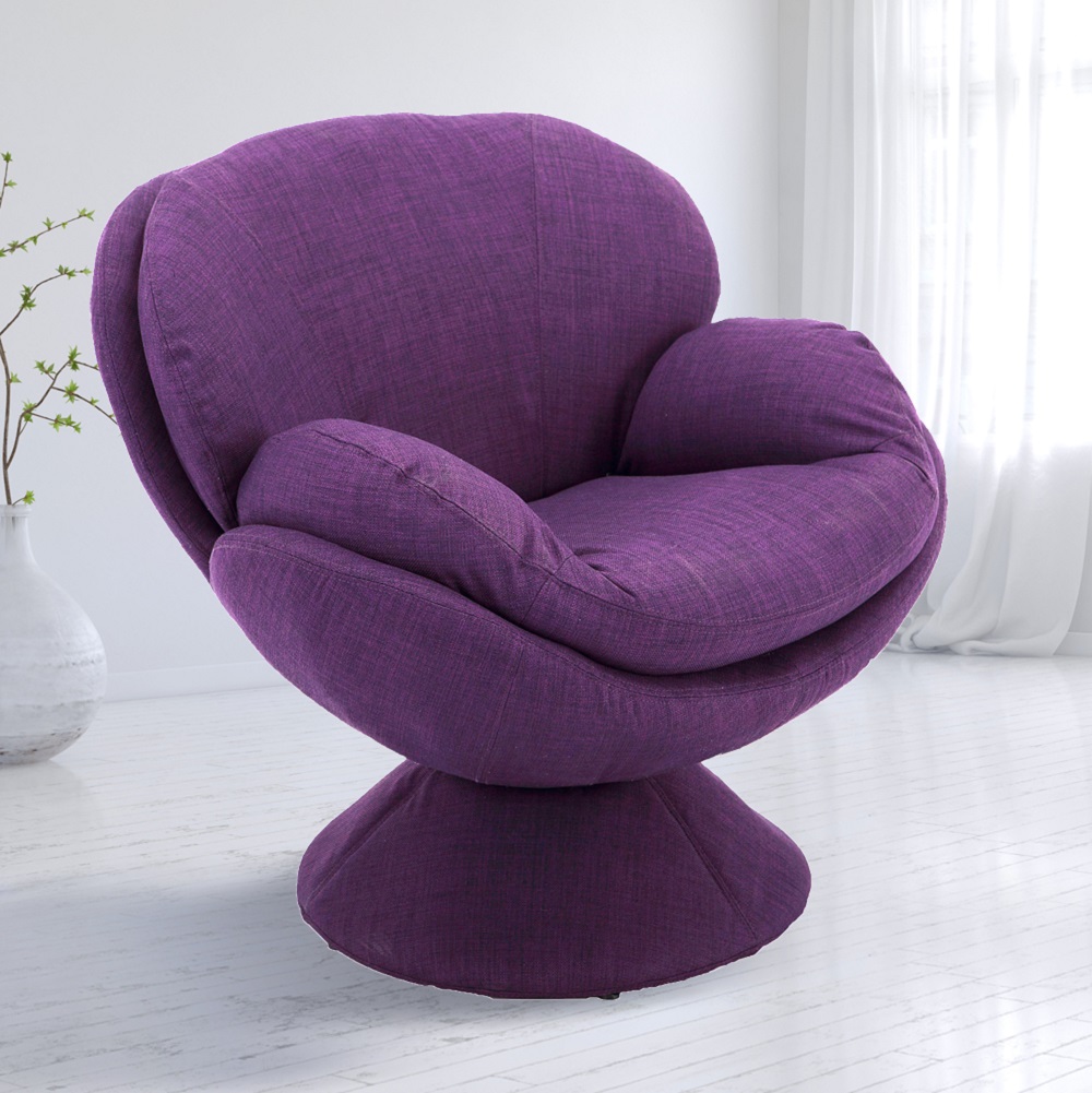 Comfy Purple Swivel Wing Arm Accent Chair