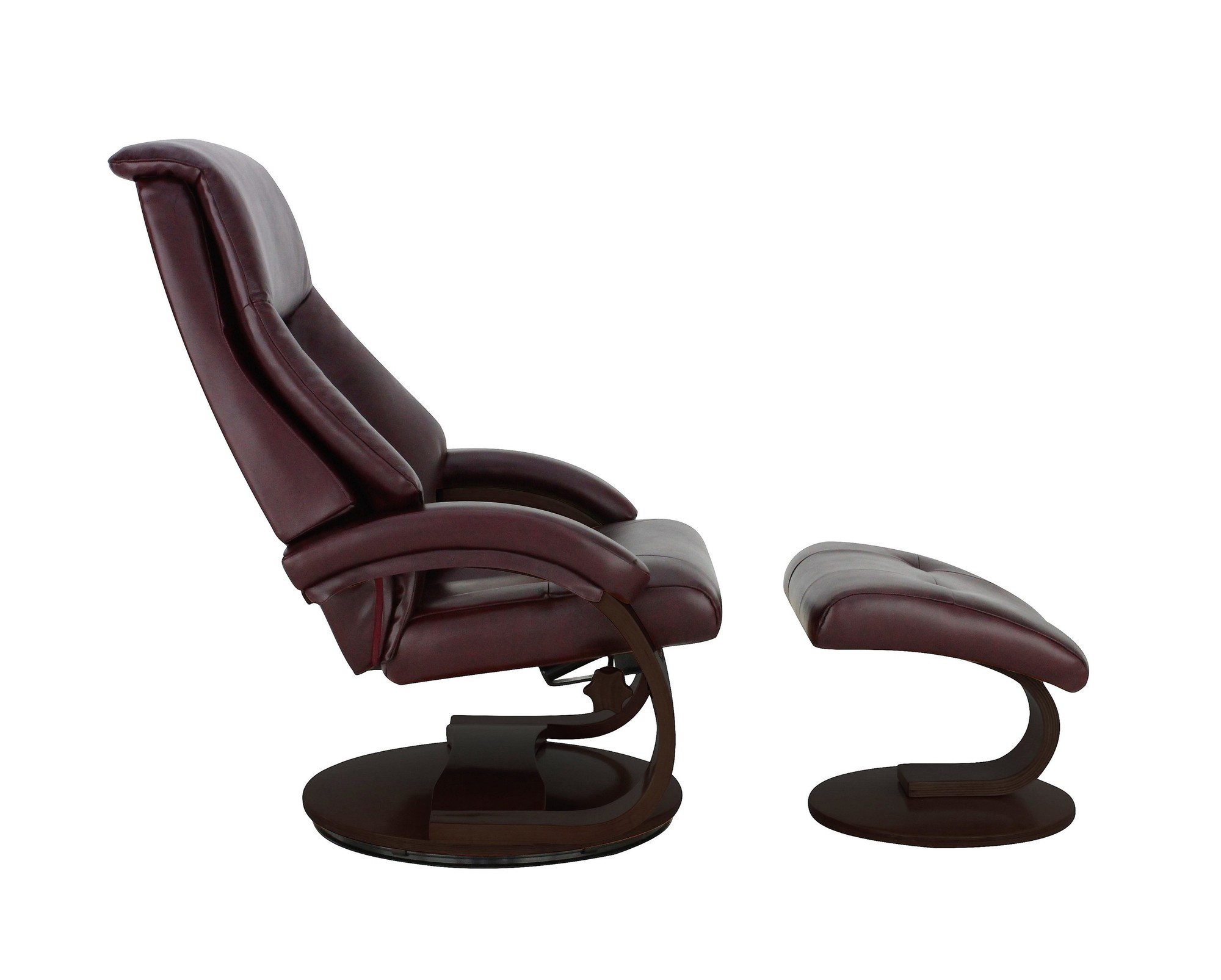 Merlot Faux Leather Swivel Adjustable Recliner and Ottoman Set