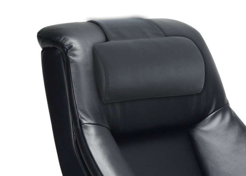 Black Faux Leather Swivel Adjustable Recliner and Ottoman Set with Pillow