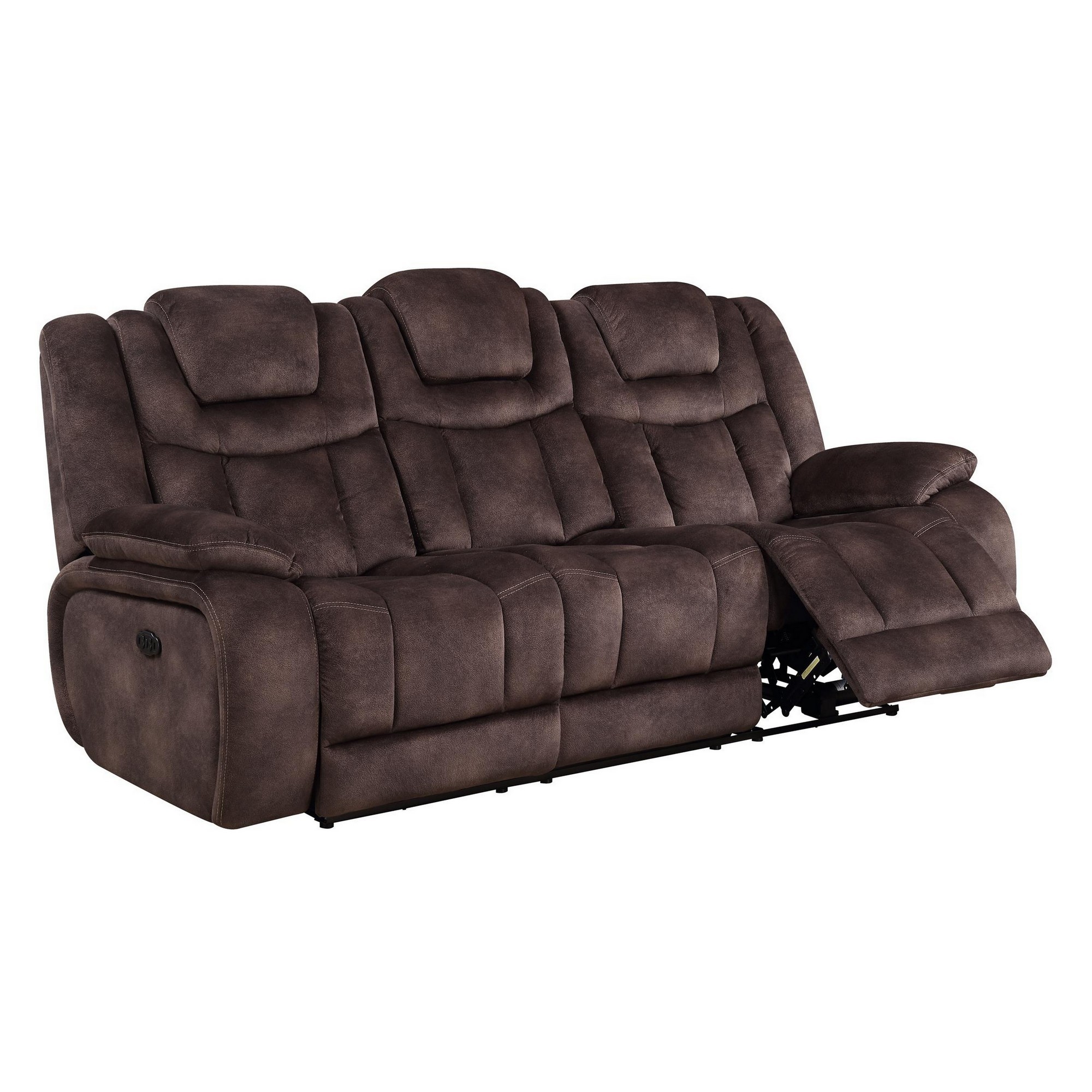 Chocolate Power Reclining Sofa with Adjustable Power Headrest Reading Lights and USB Port