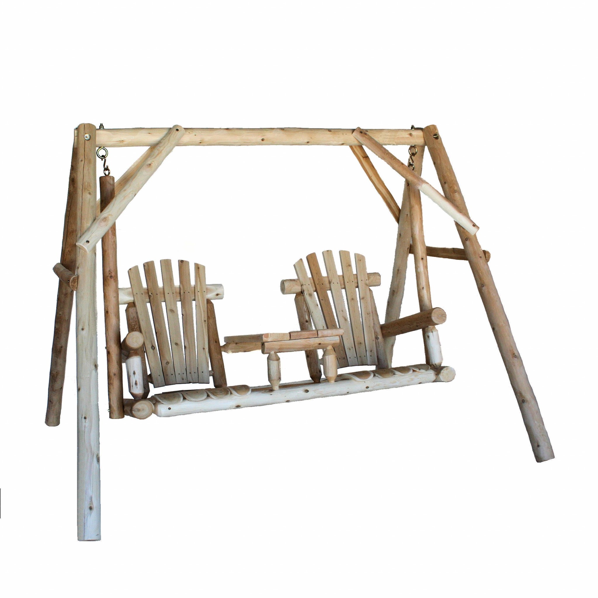 87" X 70" X 65" Natural Wood Tete-A-Tete Yard Swing