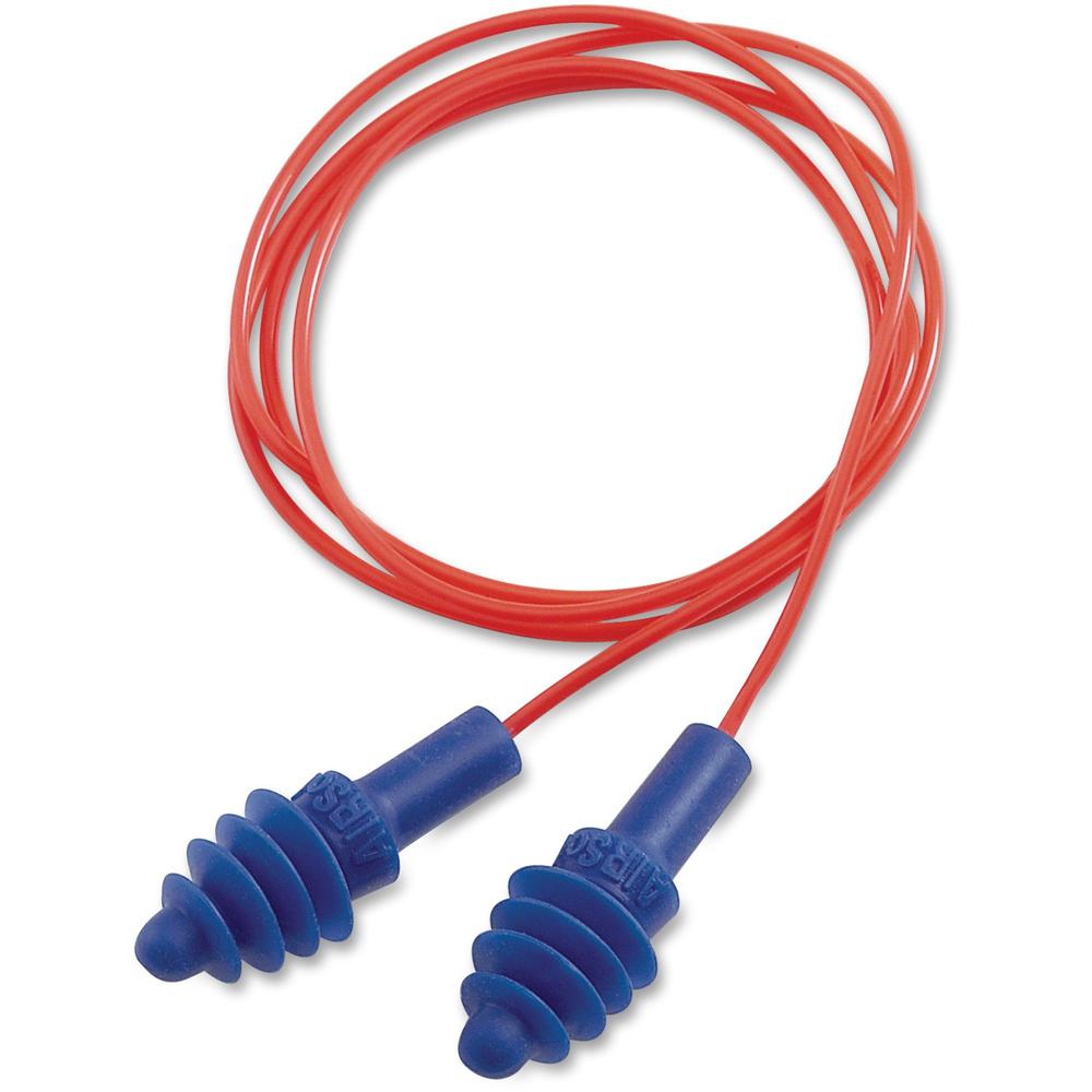Howard Leight AirSoft Polycord Earplugs - Corded, Comfortable - Noise Protection - Thermoplastic Elastomer (TPE) - Red - 100 / B
