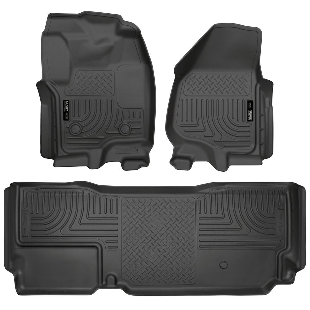 12-16 F250/F350/F450 SUPER DUTY SUPER CAB(W/O MAN TRANSFER) FRONT/2ND SEAT FLOOR LINERS BLACK