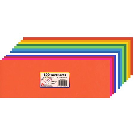 Bright Word Cards - 4inx11.5in 8 Each of 12 Colors + 4 White