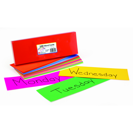 Bright Word Cards - 2.5inx11.5in 8 Each of 12 Colors + 4 White