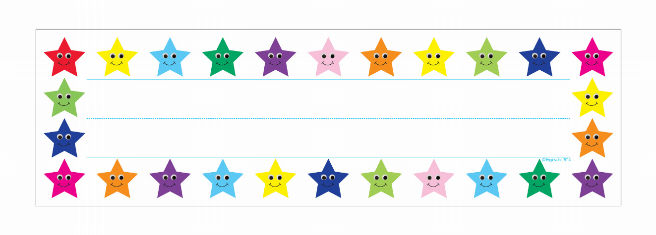 Picture Name Plates - 9.5inx2 7/8 Happy Multi-color Stars